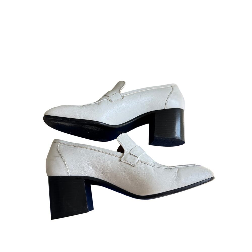 Laurence Dacade White Leather Tracy Heeled Loafers Shoes Italy - Picture 5 of 10